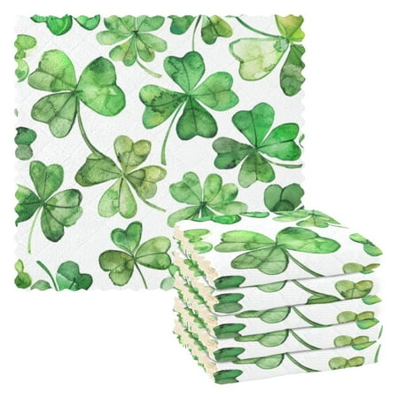 

6 Pieces of Kitchen Towels 11x11Inch Kitchen Dish Cloths Kitchen Dish Towels Reuseable Cleaning Cloths Cartoon Four-leaf Clover
