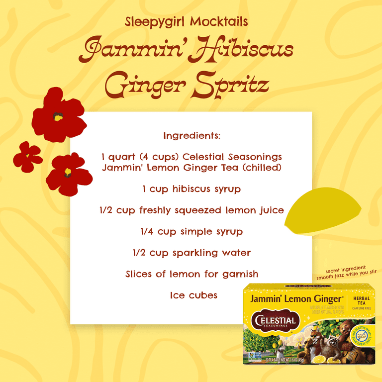 Celestial Seasonings Jammin' Lemon Ginger Caffeine-Free Herbal Tea Bags (20 Count)