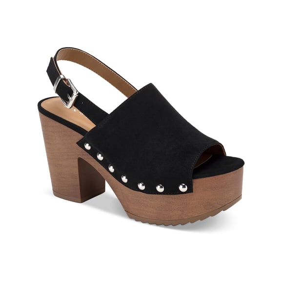 Sun   Stone Womens Rayaell Faux Suede Studded Platform Sandals