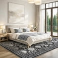 thumbnail image 2 of Quccifan 4'x6' Washable Area Rug, Boho Vintage Persian Distressed Rug, Non-Slip Low Pile Black Grey Carpet for Entryway, Bedroom, Small Spaces, 2 of 9