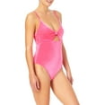thumbnail image 3 of No Boundaries Juniors Knot Front Solid One Piece Swimsuit, 3 of 4