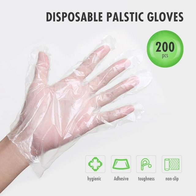 200PCS / 100 pares de guantes de alimentos PE guantes desechables Eccomum 200 piezas