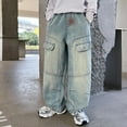 thumbnail image 5 of Boy Jeans Size 14-16 Boot Cut Boys' Jeans Children's Baggy Jeans Cargo Trousers Relaxed Denim Trousers with Elastic Waistband School Uniforms, 5 of 7