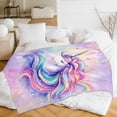 thumbnail image 4 of Rainbow Unicorn Blanket, 60 x 50 Inches Soft Fuzzy Blanket for Girls, Cozy Kids Blanket, Warm Flannel Throw Blankets Bed Bedding Room Decor, Camping, Travel, Chair, 4 of 6