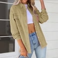 thumbnail image 3 of TKLPEHG Denim Jacket for Women Casual Button Loose Denim Jackets Long Sleeve Classic Jeans Coats with Pockets (Khaki,M), 3 of 6