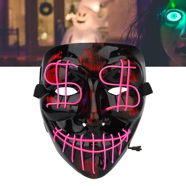 Máscara de luz LED, máscara de decoración de Halloween LED eléctrica con forma de calavera, máscara de decoración de Cosplay probada profesionalmente
