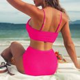 thumbnail image 4 of Conjunto de Bikini Gibobby Sexy con estampado sólido para mujer traje de baño cintura alta estilo Push Up, 4 of 5