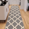 thumbnail image 2 of Ottomanson Extra Long Runner Rug 2'7" x 29' – Non-Slip Low Pile Hallway Carpet, Trellis Gray, 2 of 12