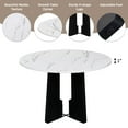 thumbnail image 6 of 5-Piece Round Dining Table Set with 4 Upholstered Chairs, 43-Inch Modern Kitchen Table for Dining Room, Grey and White, 6 of 9