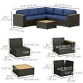 thumbnail image 3 of Outsunny 6-Piece Rattan Patio Furniture Set with Corner Sofa, Table, Blue, 3 of 10
