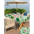 thumbnail image 4 of Outdoor Tablecloth with Umbrella Hole and Zipper, Pink St. Patrick's Day Rectangle Table Cloth 60x120 Inch Waterproof Tablecloth, Green Shamrock Leaves Blue Cloud Picnic Table Cover for Patio Camping, 4 of 7