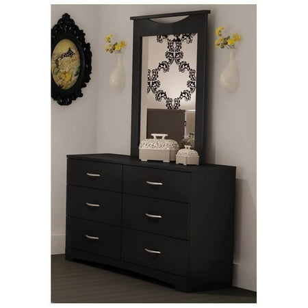 6 Drawer Dresser W Mirror In Black Step One Collection Walmart Com