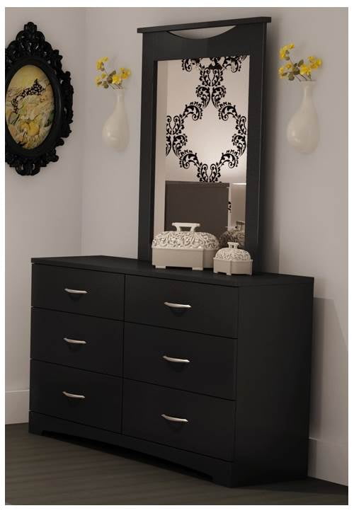 Drawer Dresser w Mirror in Black   Step One Collection
