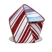 Candy Cane Wired Christmas Ribbon - 2 1/2" x 10 Yards, Red White Peppermint, Holiday, Garland, Gifts, Wrapping, Wreath