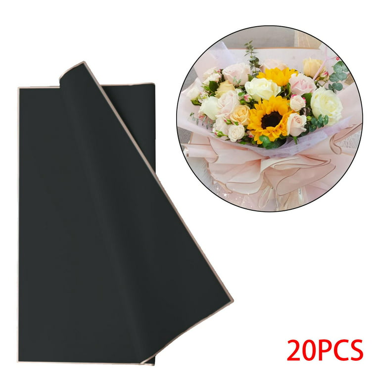 20 Flower Wrapping Sheet Waterproof Decoration Supplies Semi-Transparent  Jelly Foil Gift for Florist DIY Craft Wedding Valenti Black