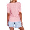 thumbnail image 3 of Womens Tops Dressy Casual Cute Hollow Embroidered Blouses Short Sleeve Shirts Summer Outfits 2025 Pink S, 3 of 9