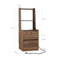 thumbnail image 5 of 41" Tall Nightstand with Charging Station and Light, Narrow Wood Side Table with 2 Drawers and Open Bookshelf, Modern Freestanding Bedside Table, 5 of 9