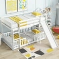 thumbnail image 4 of Euroco Twin over Twin Bunk Bed with Slide, Convertible Lower Bed with Guardrails for Kids Teens, White, 4 of 11