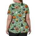 thumbnail image 3 of HAJWOH Halloween Scrubs for Women Short Sleeve Nursing Uniforms Novelty Pumpkin Bat Ghost Spider Witch Print Medical Scrub Soft V-Neck Scurb Tops Mint Green XXXXL, 3 of 5