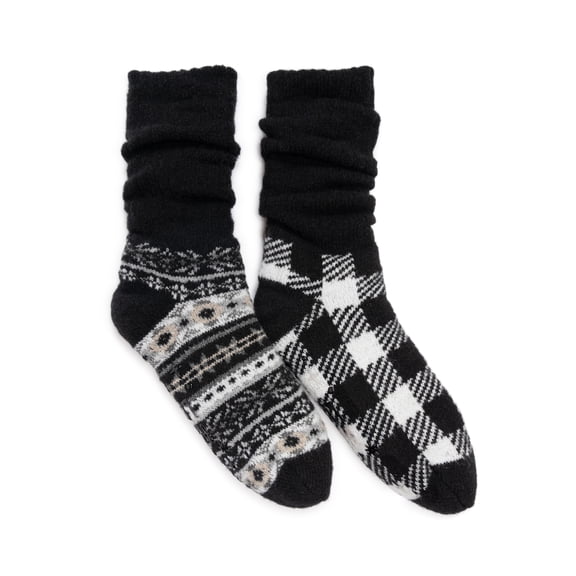 MUK LUKS Women's Tall Slouch Cabin Socks, 2-Pack, OSFM