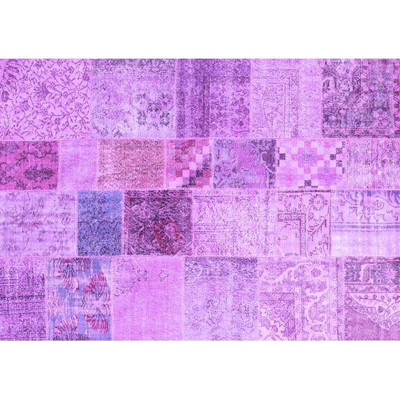 Ahgly Company Indoor Rectangle Patchwork Purple Transitional Area Rugs, 8' x 10'