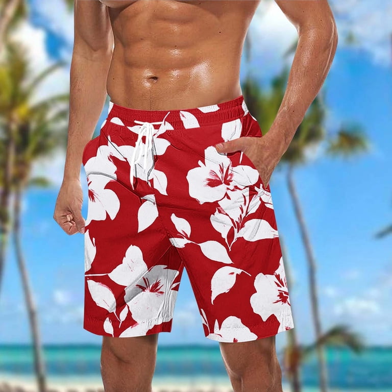ZCFZJW Mens Hawaiian Shorts Casual Drawstring Elastic Waist