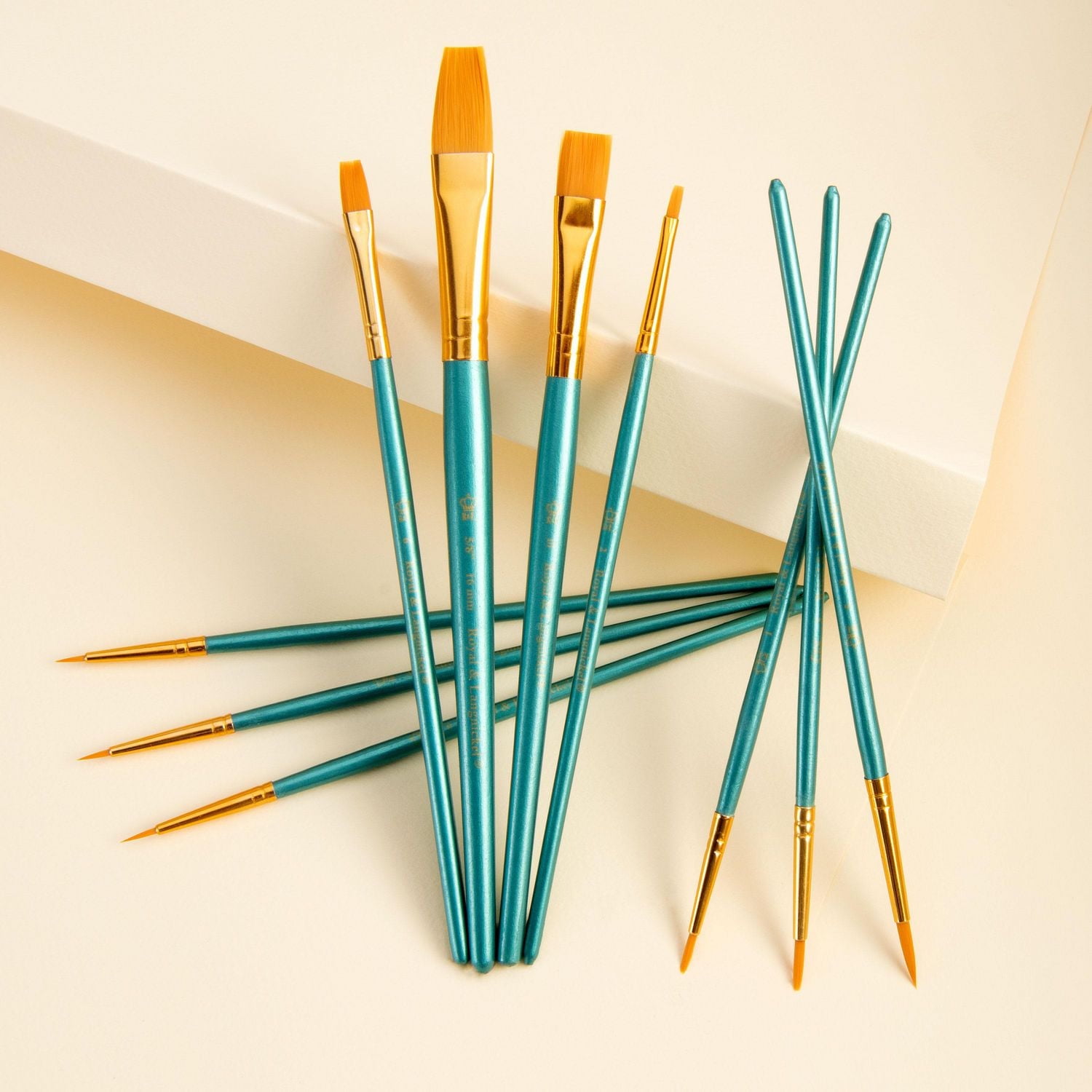 Royal & Langnickel - 10pc Gold Taklon Detail Variety Paint Brushes, 10pc Gld Tak Variety Brush Set