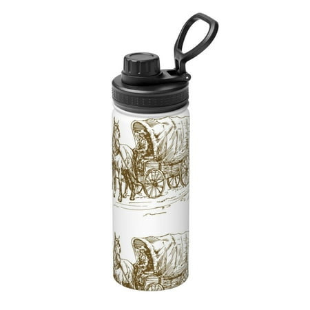 

Tebeau Western Scenery With Old Wagon Print Water Bottle 18oz Sports Insulated Kettle Stainless Steel Outdoor Drinking Bottles Fashion Travel Cup