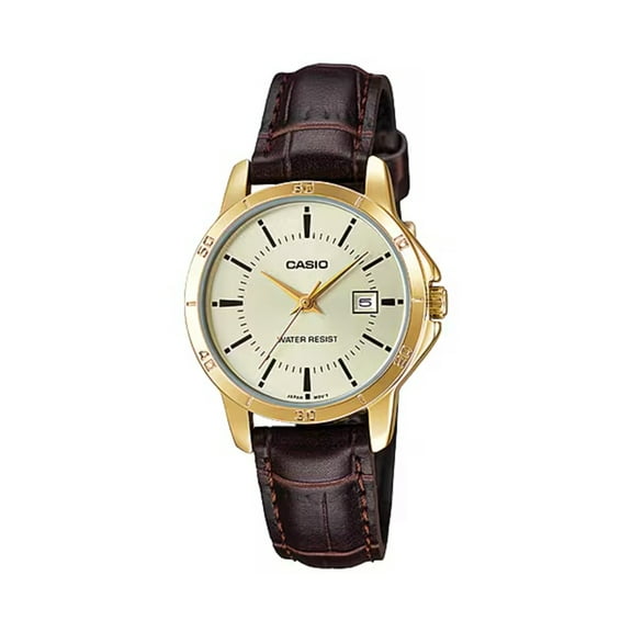 Women's LTP-V004GL-9A Genuine Leather Band Analog Watch