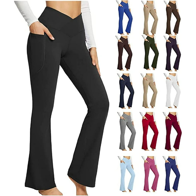 Aricy Women Bootcut Yoga Pants 2023 High Waisted Flare Leggings Workout  Casual Palazzo Athletic Wide Leg Pants with Pocket 