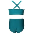 thumbnail image 6 of HAOTAGS Girls Swimsuit 2-Piece, Pleated Tops with High Waist Swim Bottoms Bikinis Summer Beach Sport Bathing Suit Green Size 7, 6 of 8