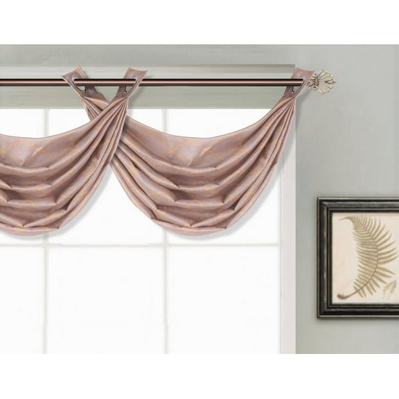 DIAMOND TRELLIS DESIGN V23 1 PC VALANCE TAUPE / GOLD SEMI SHEER WINDOW TOP CURTAIN GEOMETRIC PATTERN KITCHEN ,NURSERY,BATHROOM, WEDDING SIZE 35" WIDE X 18" LENGTH