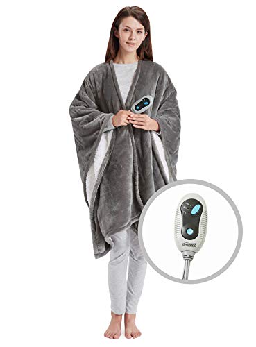 Super Soft /& Warm Fleece Pink, 57/“X39/” Machine Washable Portable Poncho Wrap Cordless Rechargeable Heated Shawl Blanket Home Office /& Travel Use Wearable Electric Blanket