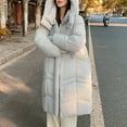 thumbnail image 6 of Xdegoge Long Puffer Jackets for Women Warm Zip up Heavy Winter Coat Thermal Padded Button Down Winter Coats Quilted Hooded Long Sleeve Jacket with Pockets Outerwear, 6 of 6