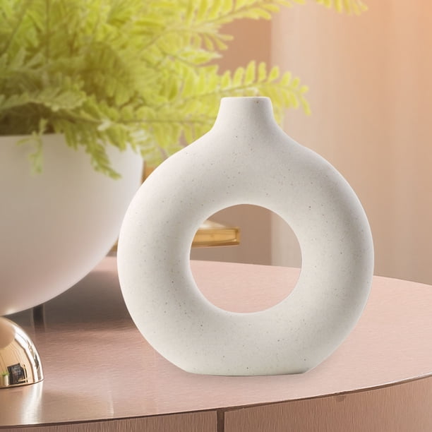 Jarrón de cerámica hueco Circular nórdico maceta de donas accesorios de Likrtyny decoración del hogar escritorio de oficina sala de estar regalos de decoración Interior