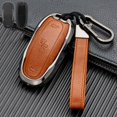 thumbnail image 1 of Car Key Fob Cover Case Protector Zinc Alloy Leather Car Smart Remote Key Fob Case Cover Bag For Tesla Model S 3, 1 of 6