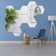 thumbnail image 5 of Hexagon Wall Decals, Mirror Wall Stickers,15 PCS Large Removable Acrylic Mirror Wall Stickers Non Glass Mirror 3D Wall Decor Plastic Mirror Tiles Self Adhesive Tiles for Home Living Room Bedroom D?cor, 5 of 7
