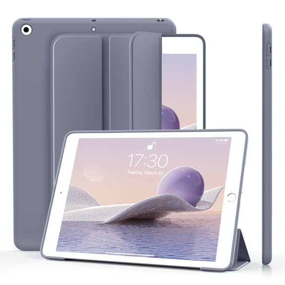 Aoub Case for iPad 9th 8th 7th Generation 10.2 inch 2021/2020/2019, Trifold Stand Shockproof Soft TPU Back Cover, Auto Sleep/Wake, Purple