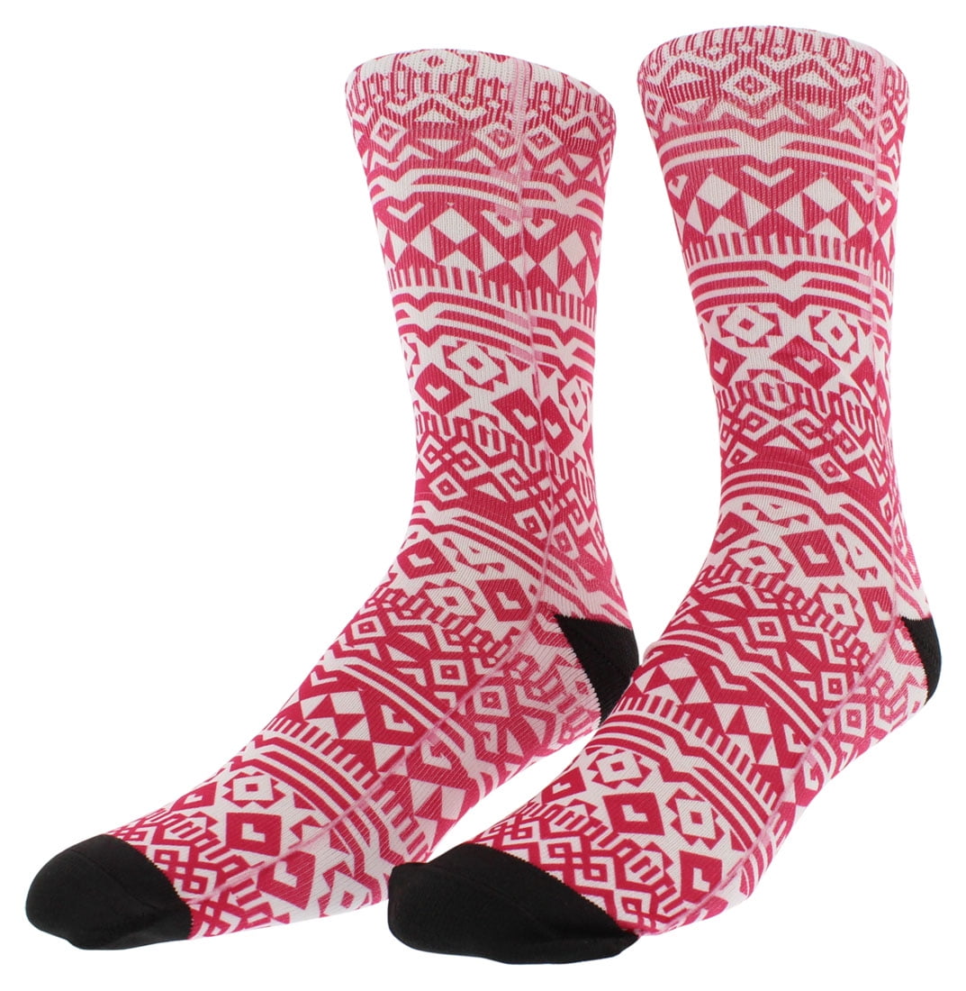 Sof Sole Mens Breast Cancer Awareness Digital Design Crew Socks Pink L