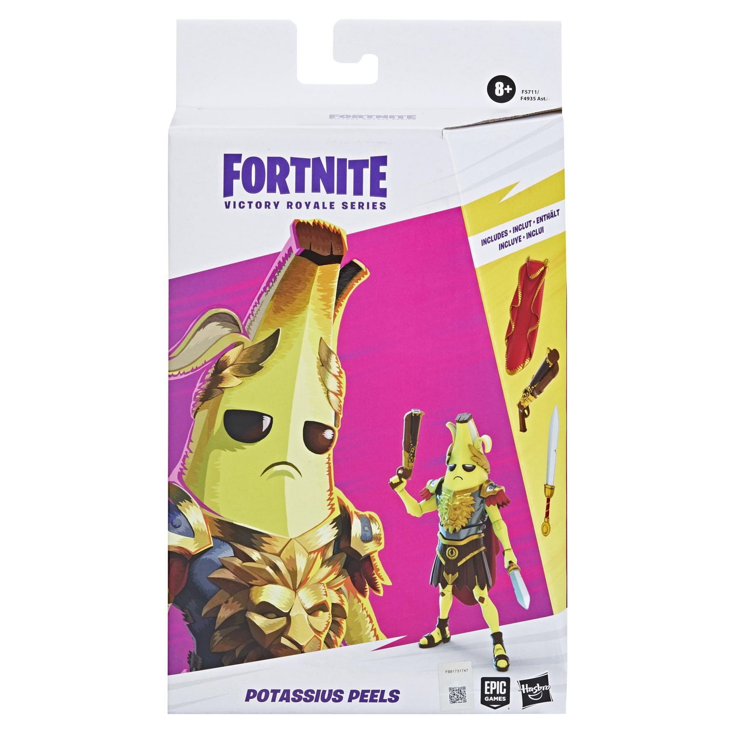 Hasbro Fortnite Victory Royale Series, figurine Potassius Peels de collection, 15 cm avec accessoires