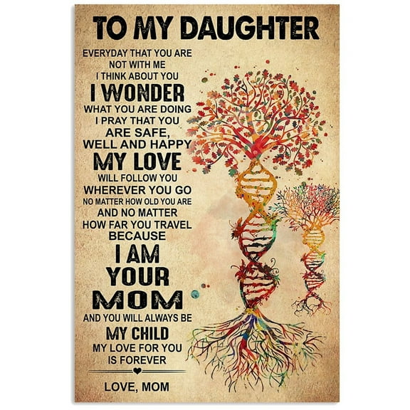 To My Daughter Everyday That You Are Not With Me I Think About You I Wonder What You Are Doing I Pray That You Are Safe Poster 11 x 17 Inch Poster
