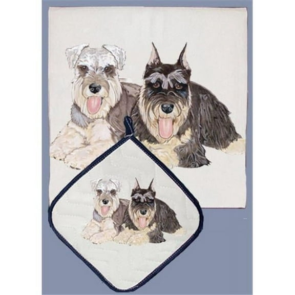 Pipsqueak Productions DP823 Schnauzer Dish Towel And Pot Holder Set