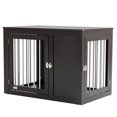 thumbnail image 2 of PawHut Dog Crate Furniture Wire Pet Cage Wooden Dog Kennel, End Table with Double Doors, and Locks, for Medium and Large Dog House Indoor Use, Coffee, 2 of 9