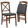 Costway 2 Pack Folding Dining Chairs Foldable Chairs with PVC Padded