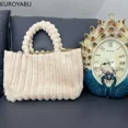 thumbnail image 2 of Bolso de mano elegante y suave con pelo sintético para mujer, bandolera de felpa para invierno, bolso de mano con asa superior acolchada, bolso tipo hobo, 2 of 5