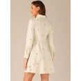thumbnail image 4 of DARING DIVA Embroidered Floral Button Placket Mini Shirt Dresses XL Beige, 4 of 6