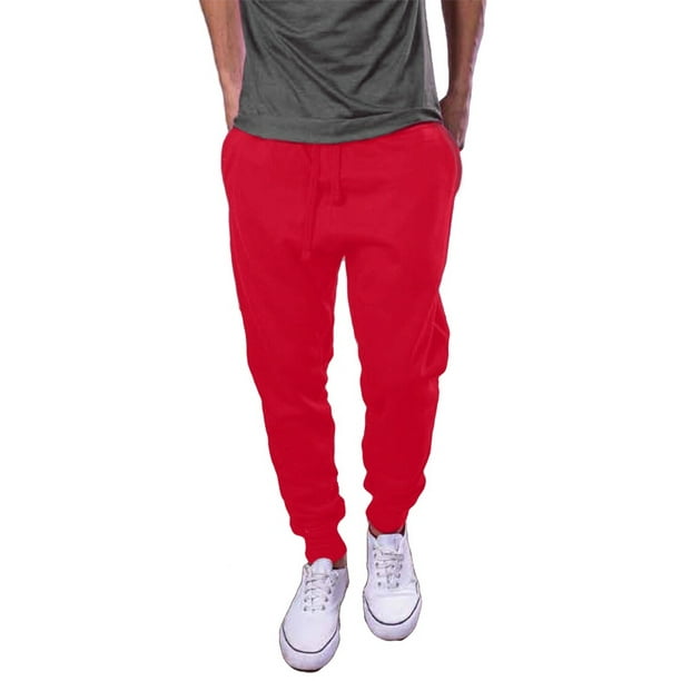 Cotton Heritage - Mens Active Fleece Jogger Pants Red Jogging Urban Basic Tapered fit - Walmart