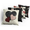 thumbnail image 6 of Ambesonne Valentines Throw Pillow Cover 4 Pack, Love You Be Mine Hearts, 24", Red Black Off White, 6 of 8