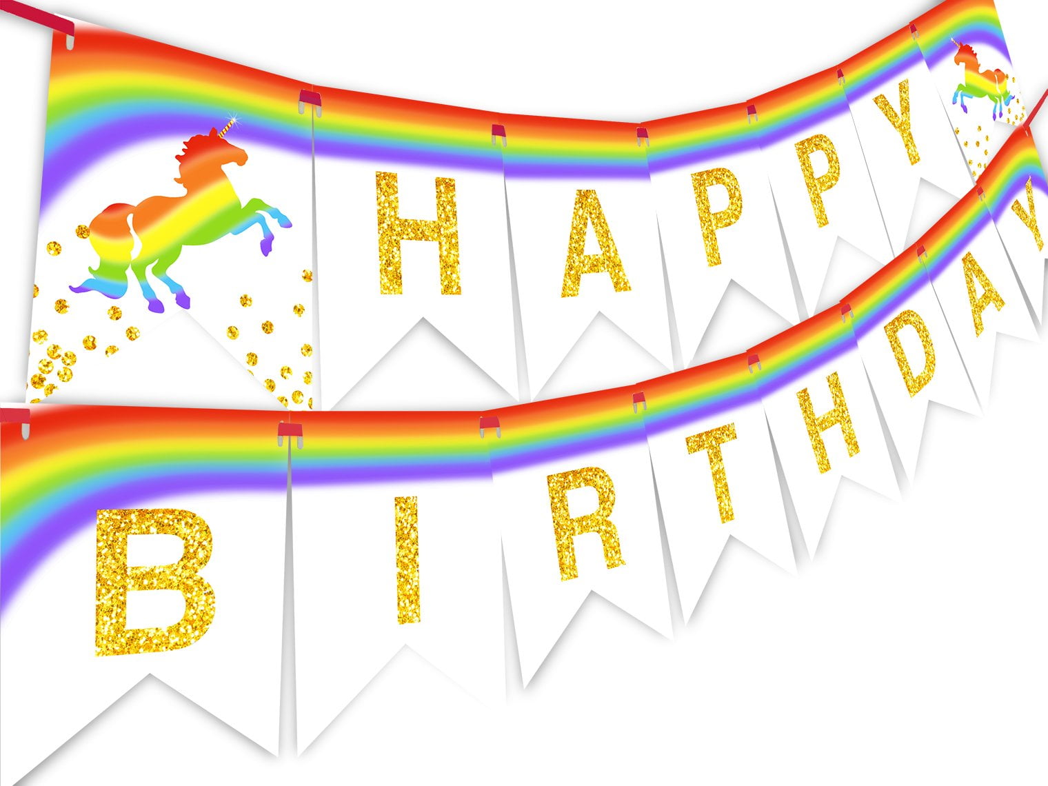 Unicorn Brights Rainbow Happy Birthday Banner Pennant