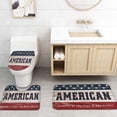 thumbnail image 4 of FMSHPON America Flag Stars 4 Piece Bathroom Set Shower Curtain Bath Rug Contour Mat and Toilet Lid Cover, 4 of 7